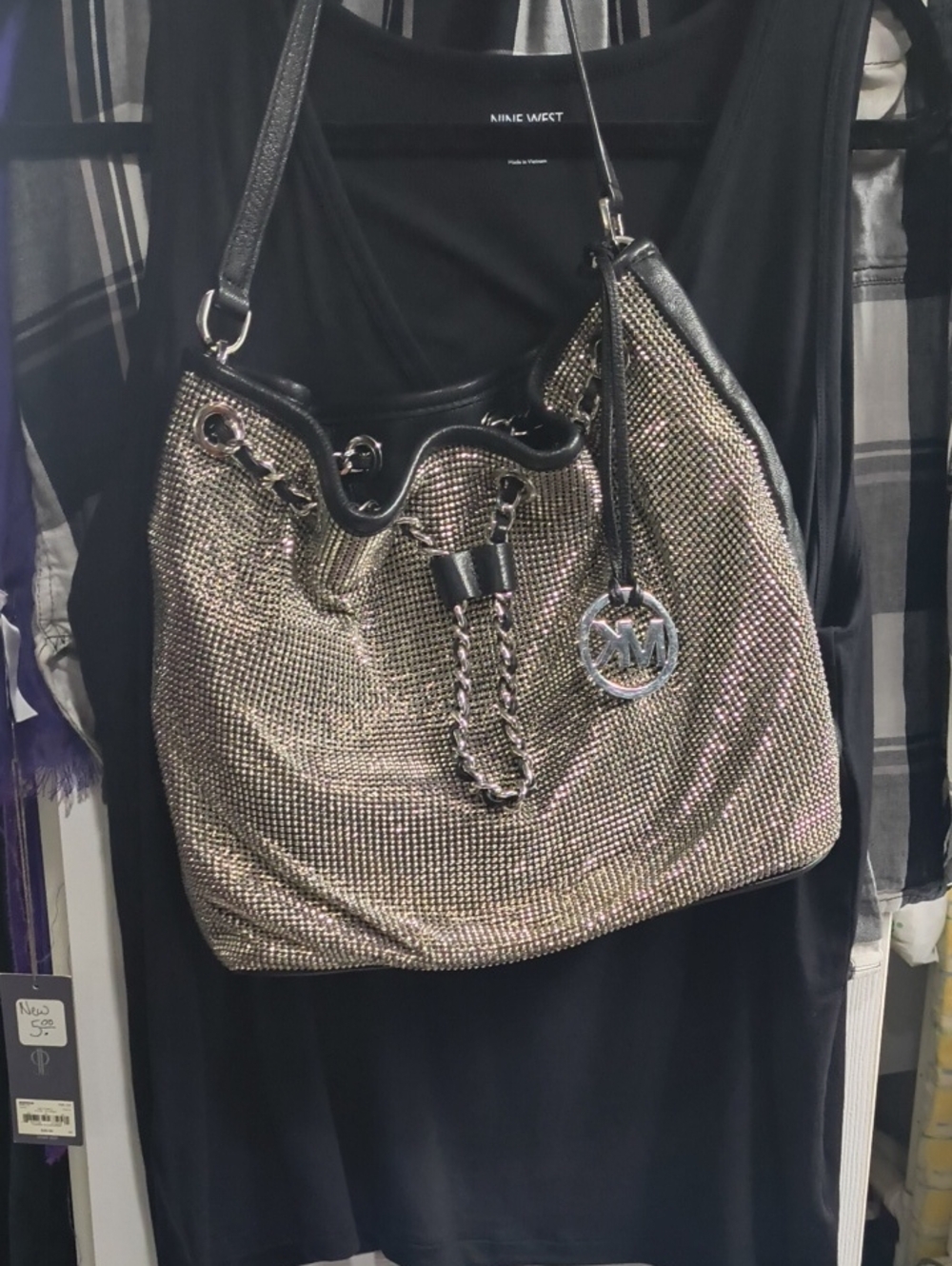 Michael Kors  Frankie Silver Mesh Shoulder Bag